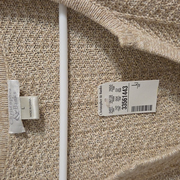 Christopher & Banks Cream V-Neck Sweater - Picture 2 of 2